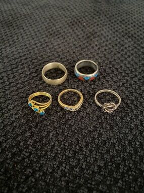 Vintage Assorted Ring Set with Blue and Gold Accents